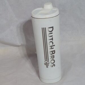 Dutch Bros White Metal Travel Mug With Lid